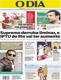 Capa do jornal O Dia 22/12/2017