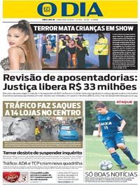 Capa do jornal O Dia 23/05/2017