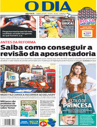 Capa do jornal O Dia 23/07/2017