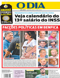 Capa do jornal O Dia 23/11/2017