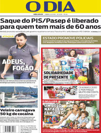 Capa do jornal O Dia 23/12/2017