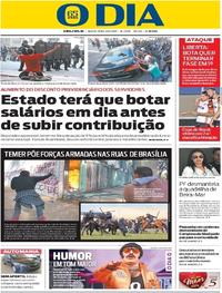 Capa do jornal O Dia 25/05/2017