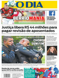 Capa do jornal O Dia 25/08/2017