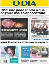 Capa do jornal O Dia 25/09/2017