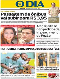Capa do jornal O Dia 26/05/2017