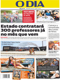 Capa do jornal O Dia 26/12/2017