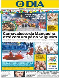 Capa do jornal O Dia 27/02/2017