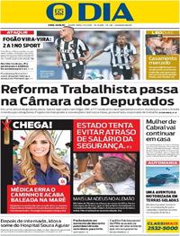 Capa do jornal O Dia 27/04/2017