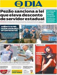 Capa do jornal O Dia 27/05/2017