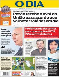Capa do jornal O Dia 27/06/2017