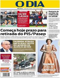 Capa do jornal O Dia 27/07/2017