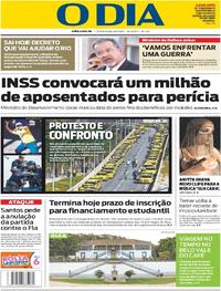Capa do jornal O Dia 28/07/2017