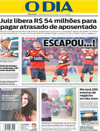Capa do jornal O Dia 28/09/2017