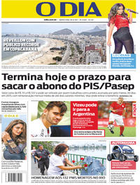 Capa do jornal O Dia 28/12/2017