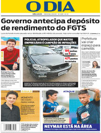 Capa do jornal O Dia 29/08/2017