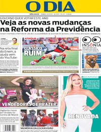Capa do jornal O Dia 29/10/2017