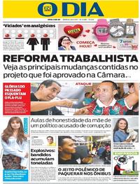Capa do jornal O Dia 30/04/2017