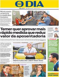 Capa do jornal O Dia 30/05/2017