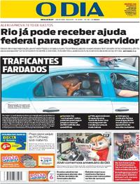 Capa do jornal O Dia 30/06/2017