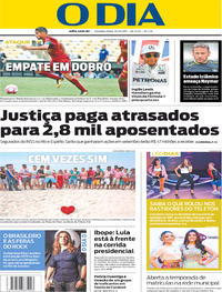 Capa do jornal O Dia 30/10/2017