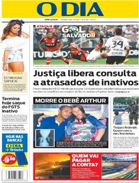 Capa do jornal O Dia 31/07/2017