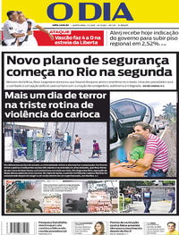Capa do jornal O Dia 01/02/2018