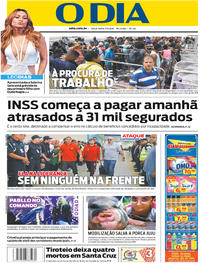 Capa do jornal O Dia 01/05/2018