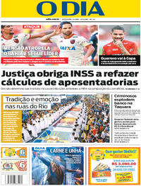 Capa do jornal O Dia 01/06/2018