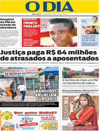 Capa do jornal O Dia 01/08/2018