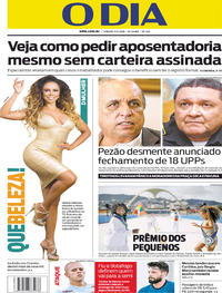 Capa do jornal O Dia 03/02/2018