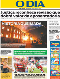 Capa do jornal O Dia 03/09/2018