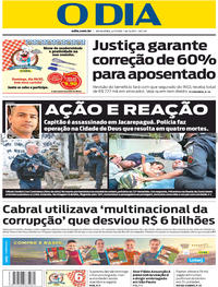 Capa do jornal O Dia 04/05/2018
