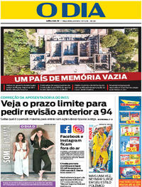 Capa do jornal O Dia 04/09/2018