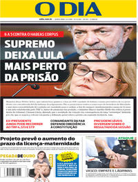 Capa do jornal O Dia 05/04/2018