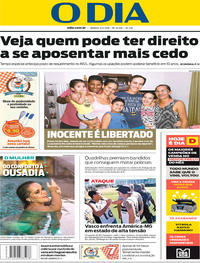 Capa do jornal O Dia 05/05/2018