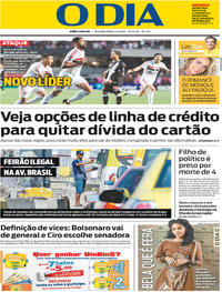 Capa do jornal O Dia 06/08/2018