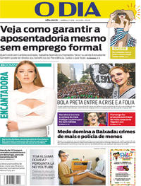 Capa do jornal O Dia 07/01/2018