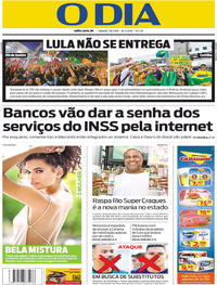 Capa do jornal O Dia 07/04/2018