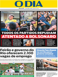Capa do jornal O Dia 07/09/2018