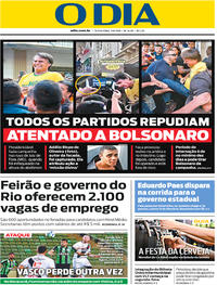 Capa do jornal O Dia 07/09/2018