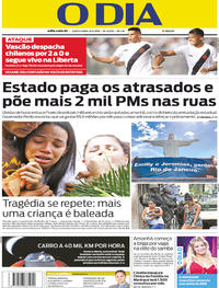 Capa do jornal O Dia 08/02/2018