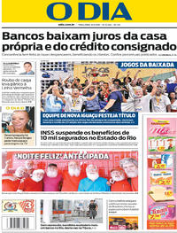 Capa do jornal O Dia 08/05/2018
