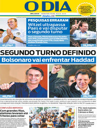 Capa do jornal O Dia 08/10/2018