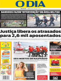 Capa do jornal O Dia 09/06/2018