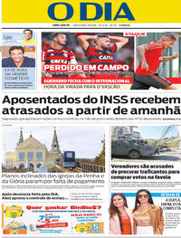 Capa do jornal O Dia 09/08/2018