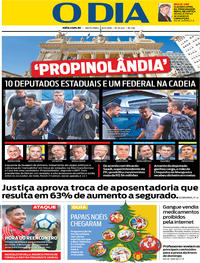 Capa do jornal O Dia 09/11/2018