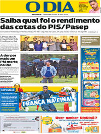 Capa do jornal O Dia 11/07/2018
