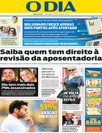 Capa do jornal O Dia 11/09/2018