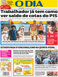 Capa do jornal O Dia 12/06/2018