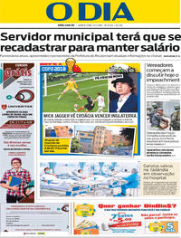 Capa do jornal O Dia 12/07/2018